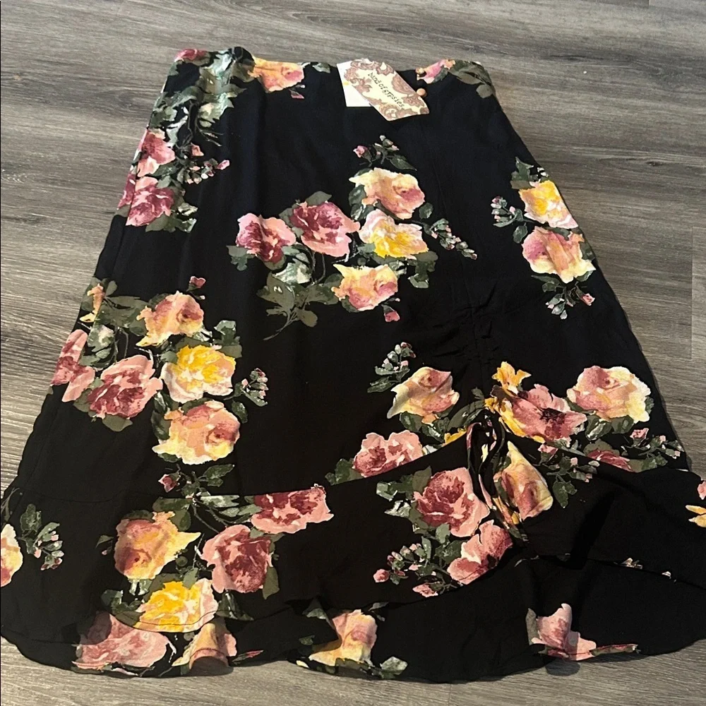 Floral Black Skirt
